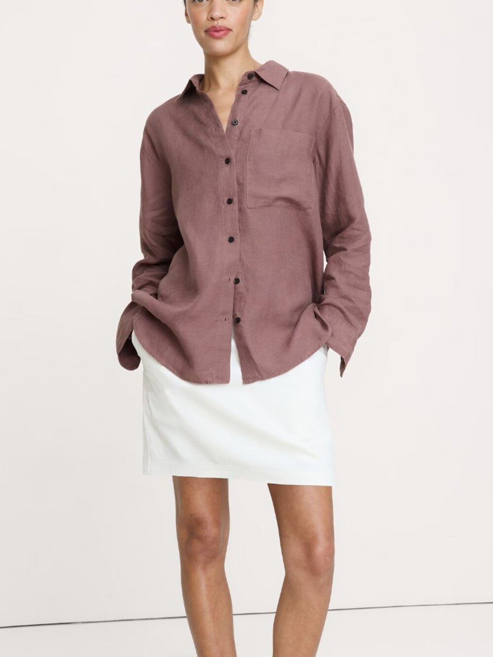 NWT!! Banana Republic Brownstone The Oversized 100% Euro Linen Shirt XS